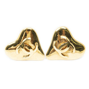 Chanel CC Heart Clip On Earrings